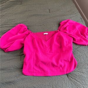 Abercrombie & Fitch Fuchsia Puff Sleeve Blouse